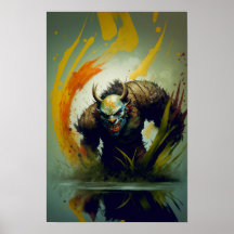 Affiche de Guerrier Orc Fantastique | Art de Joueu