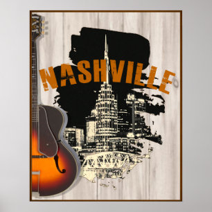 Affiche de guitare acoustique de Nashville