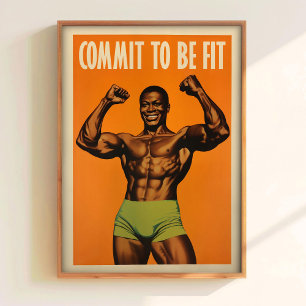 Affiche de gym Bodybuilder noir Art mural de gym M