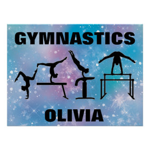 Affiche de gymnastique bleu glamour
