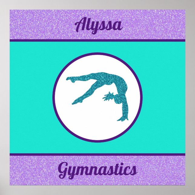 Affiche de gymnastique violet / turquoise (Devant)