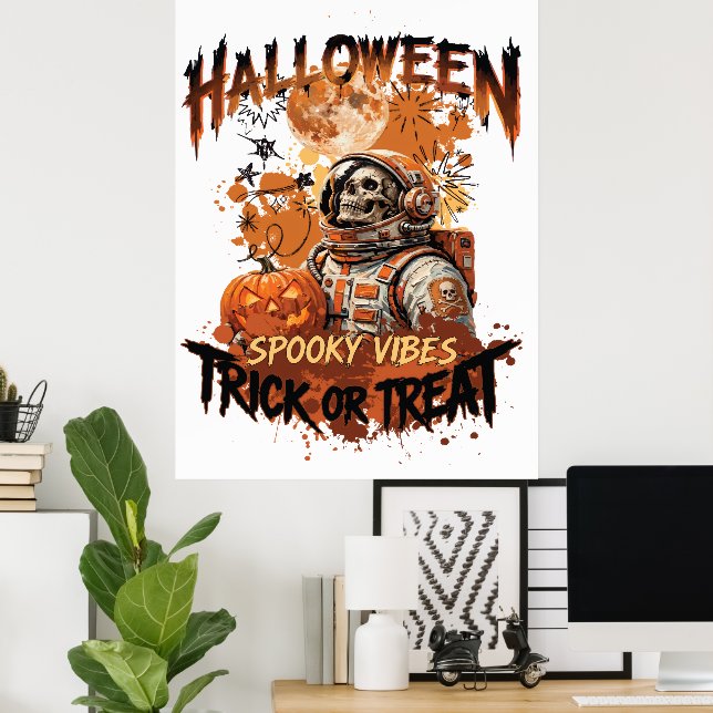 Affiche de Halloween d'astronaute effrayant | Tric (Bureau à domicile)