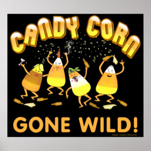 Affiche de Halloween de bonbons au maïs à partie