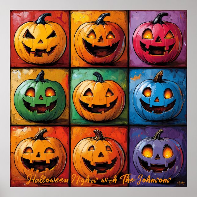 Affiche de Halloween en grille de citrouilles Pop  (Devant)