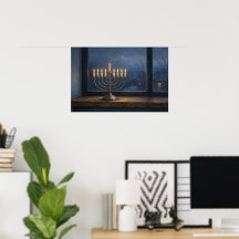 Affiche de Hanukkah Lumières dans la fenêtre