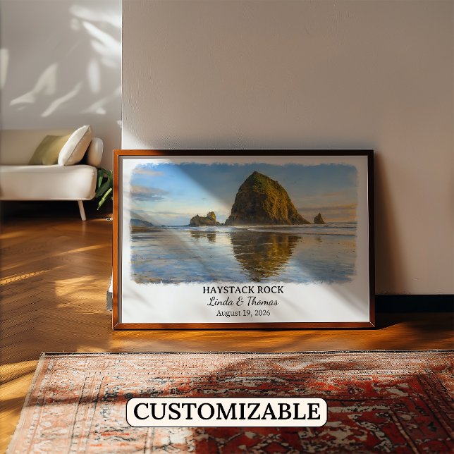 Affiche de Haystack Rock Oregon, personnalisée de  (Créateur téléchargé)