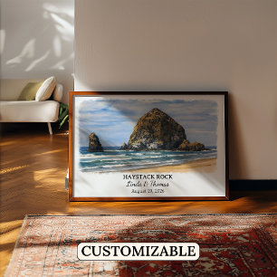 Affiche de Haystack Rock Oregon, personnalisée de