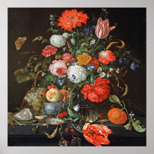 Affiche de Heem Fleurs Huîtres de Fruit Peinture