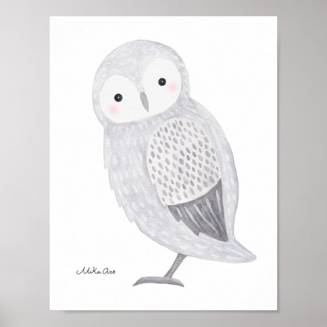 Affiche de Hibou Illustration de Harfang des neige (Devant)