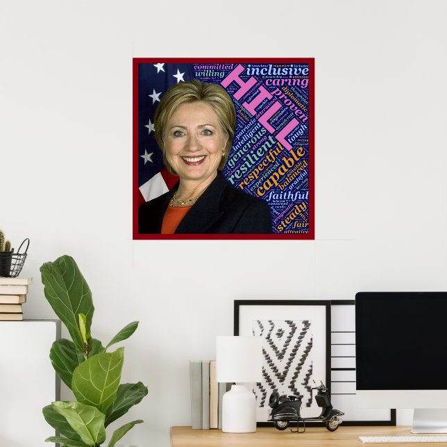 Affiche de Hillary Clinton Présidente, Drapeau et  (Bureau à domicile)