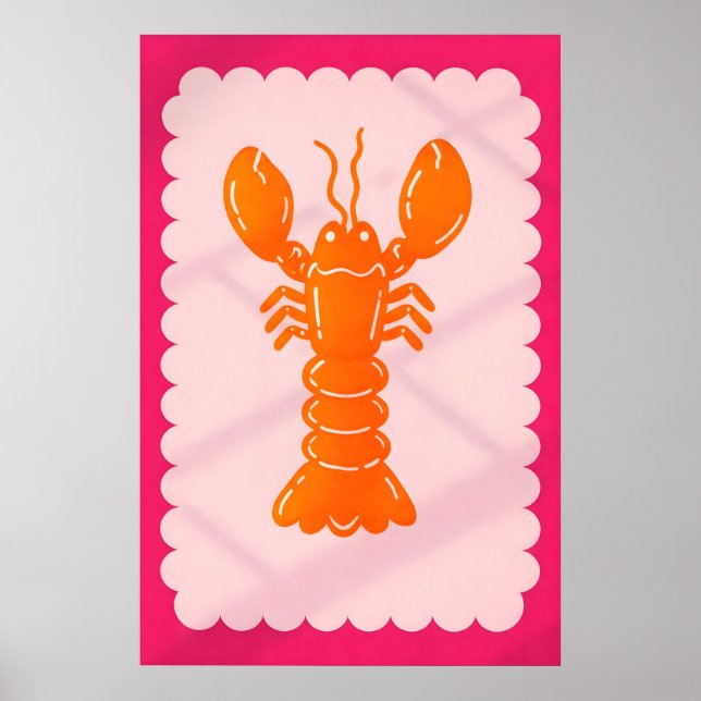 Affiche de homard orange, pop art audacieuse pour  (Devant)