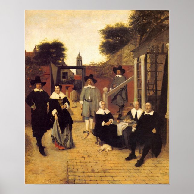Affiche De Hooch - Famille Néerlandaise 1662 (Devant)