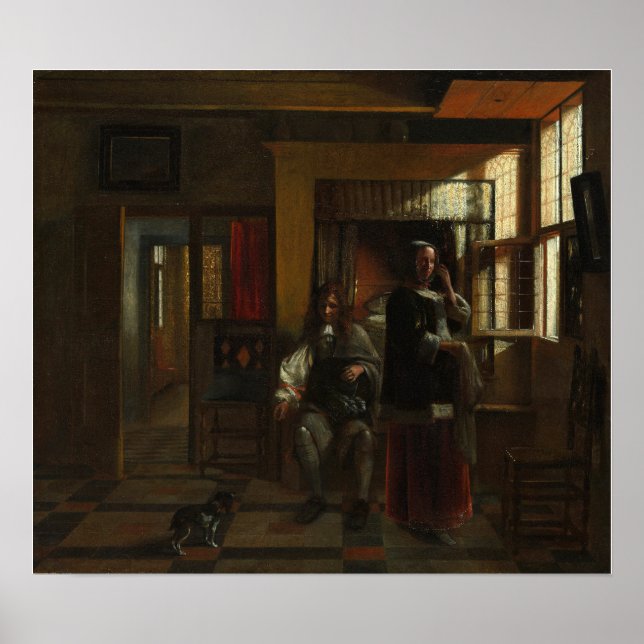 Affiche De Hooch - Intérieur Avec Un Jeune Couple (Devant)