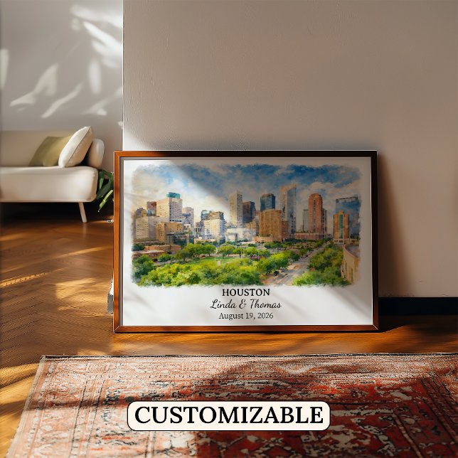 Affiche de Houston Texas, Aquarelle, Sur mesure (Créateur téléchargé)