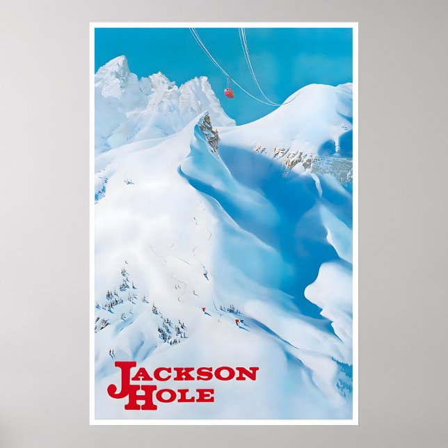 Affiche de Jackson Hole Wyoming Voyage Art Ski Vin (Devant)