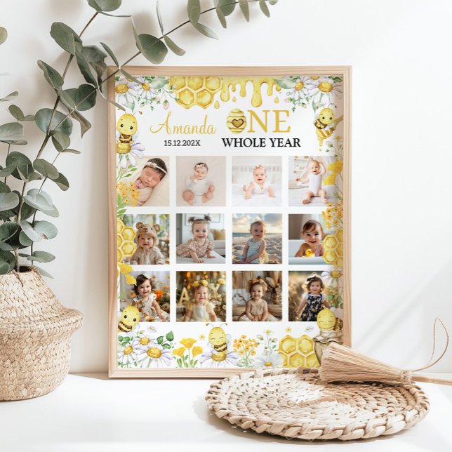 Affiche de jalons de première année florale Bumble (Créateur téléchargé)