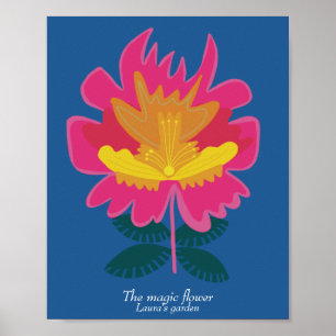 Affiche de jardin florale bleue moderne personnali