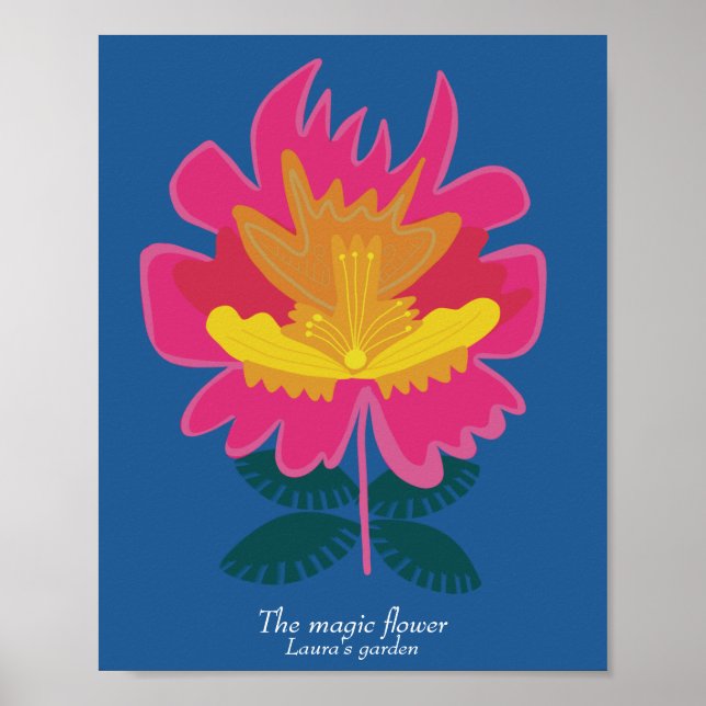 Affiche de jardin florale bleue moderne personnali (Devant)