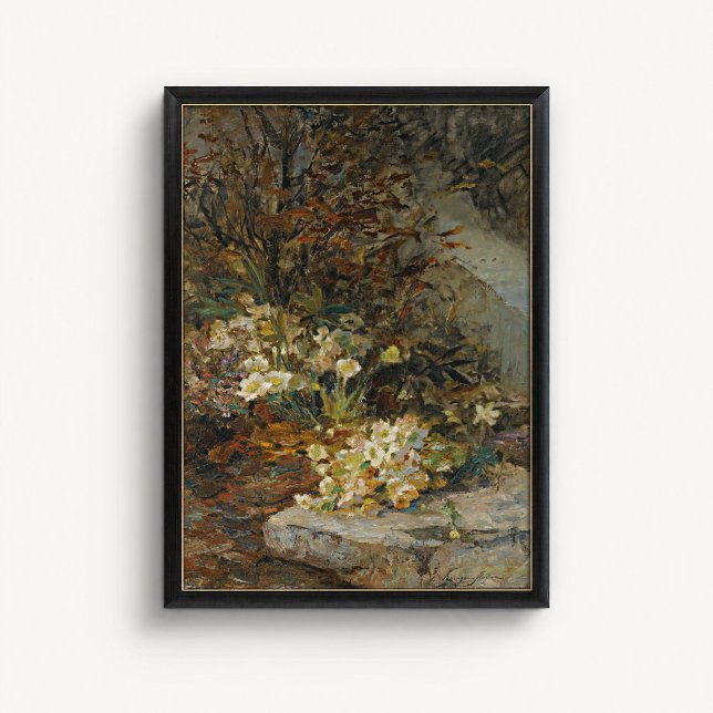 Affiche de jardin Hellebore antique pour mur (Hellebore Garden Wall Art Poster - close-up view (frame/decor not included))