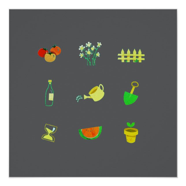 Affiche de jardinage moderne sur fond gris foncé (Devant)