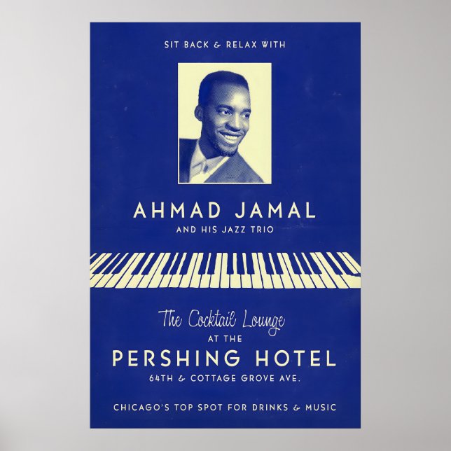 Affiche de jazz Ahmad Jamal - Au Pershing - Mais (Devant)