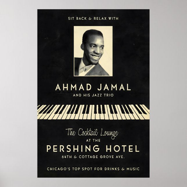 Affiche de jazz Ahmad Jamal - Au Pershing - Mais (Devant)
