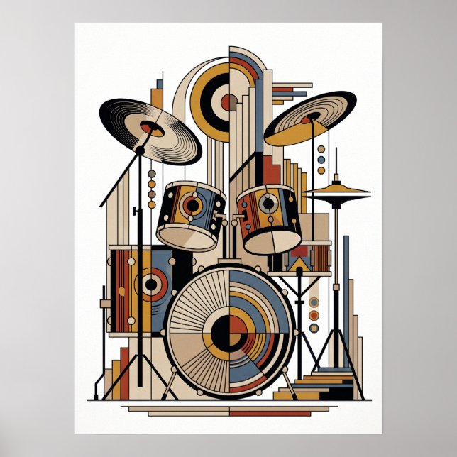 Affiche de jazz Art Déco géométrique (Devant)