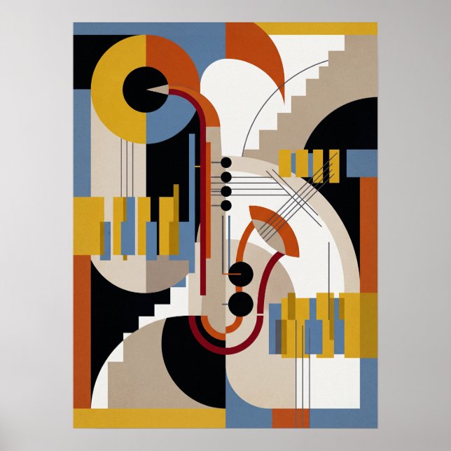 Affiche de Jazz Art Déco Moderne Vintage (Devant)