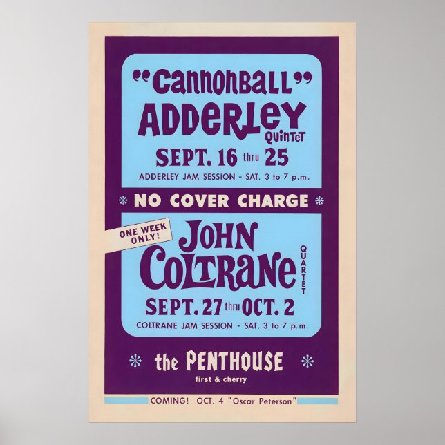 Affiche de jazz Cannonball Adderley - John Coltran (Devant)