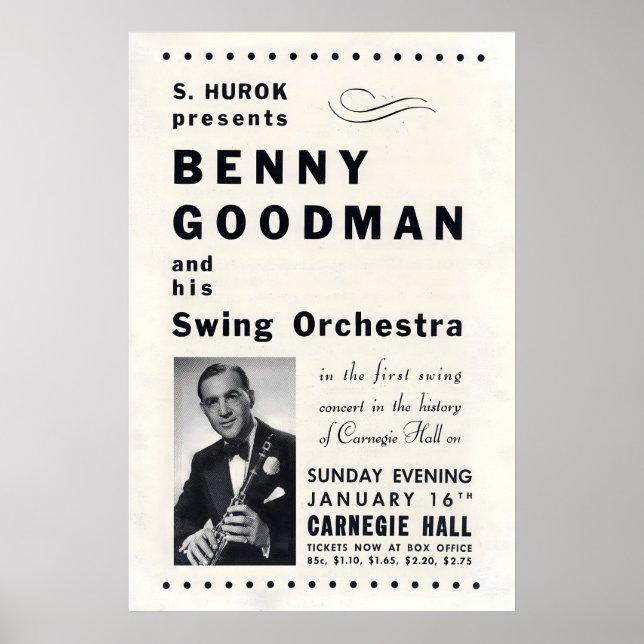 Affiche de jazz de Benny Goodman - Carnegie Hall - (Devant)