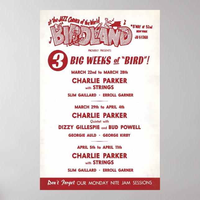 Affiche de jazz de Charlie Parker - Dizzy Gillespi (Devant)