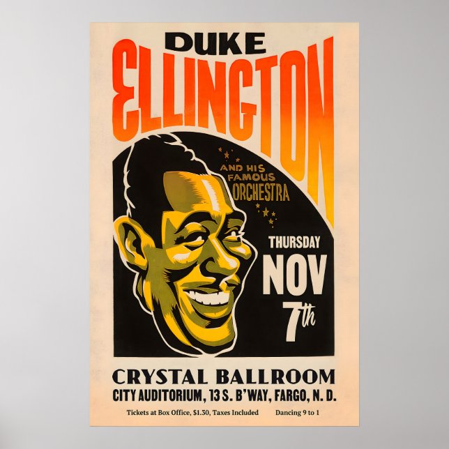 Affiche de jazz de Duke Ellington - Fargo, ND - 19 (Devant)
