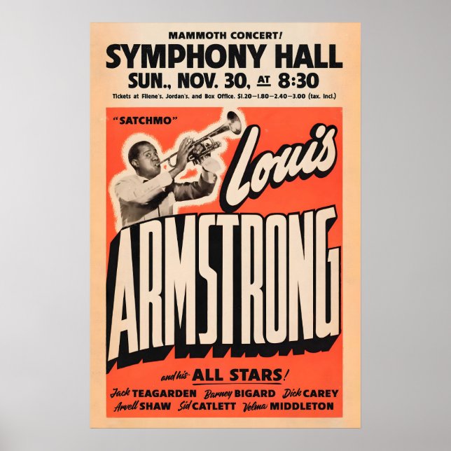 Affiche de jazz de Louis Armstrong - Satchmo à Sym (Devant)
