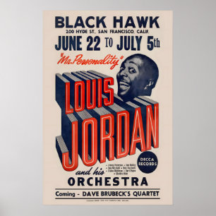 Affiche de jazz de Louis Jordan - Black Hawk - San