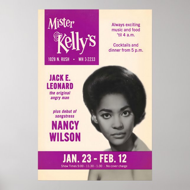 Affiche de jazz de Nancy Wilson - Mister Kelly's (Devant)