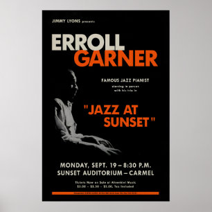 Affiche de jazz d'Erroll Garner - Concert au bord 