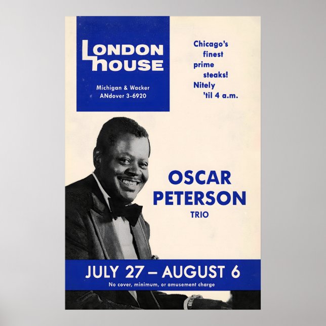 Affiche de jazz d'Oscar Peterson - Sessions de Lon (Devant)