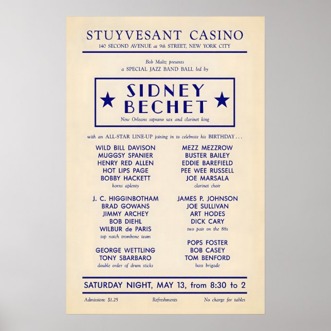 Affiche de jazz Sidney Bechet - Wild Bill Davison (Devant)