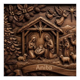 Affiche de Jésus avec scène de Noël