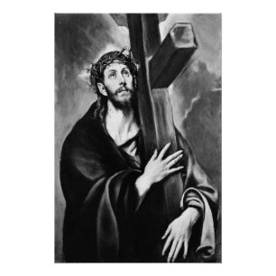 Affiche de Jésus portant la Croix (noir et blanc)