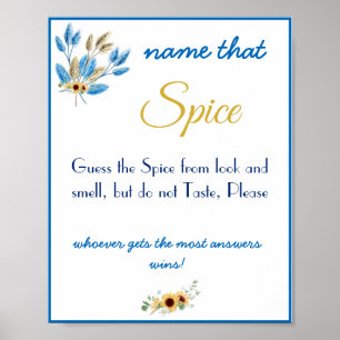 Affiche de jeu de Baby Shower "Nommez cette Épice"