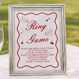 Affiche de jeu de bague de douche de mariée Cherry