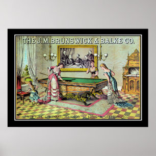 Affiche de jeu de billard vintage