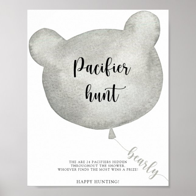 Affiche de jeu de chasse à la tétine ballon d'ours (Devant)