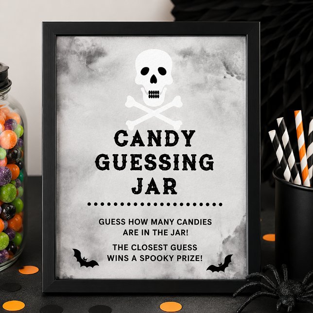 Affiche de jeu de devinette de bonbons d'Halloween (Guessing Game Sign)