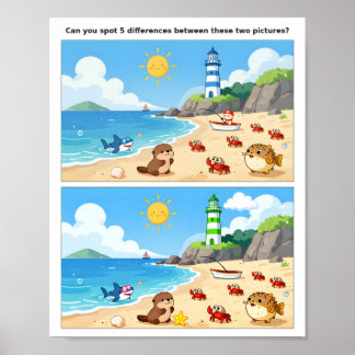 Affiche de jeu de différences amusante pour famill