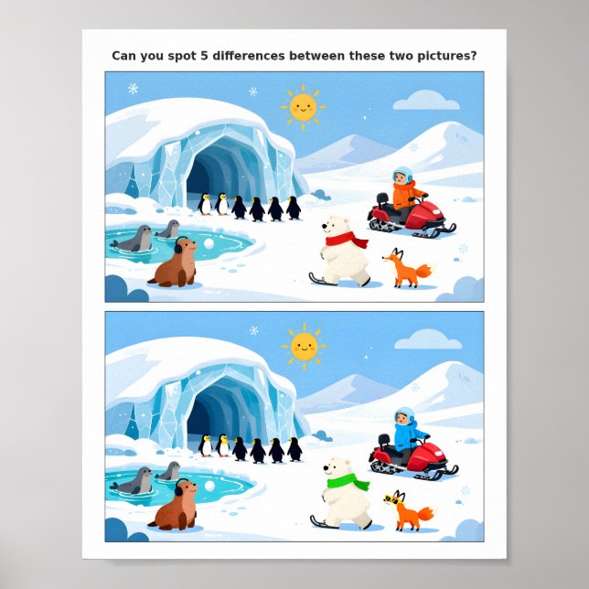Affiche de jeu de différences pour scène naturelle (Devant)
