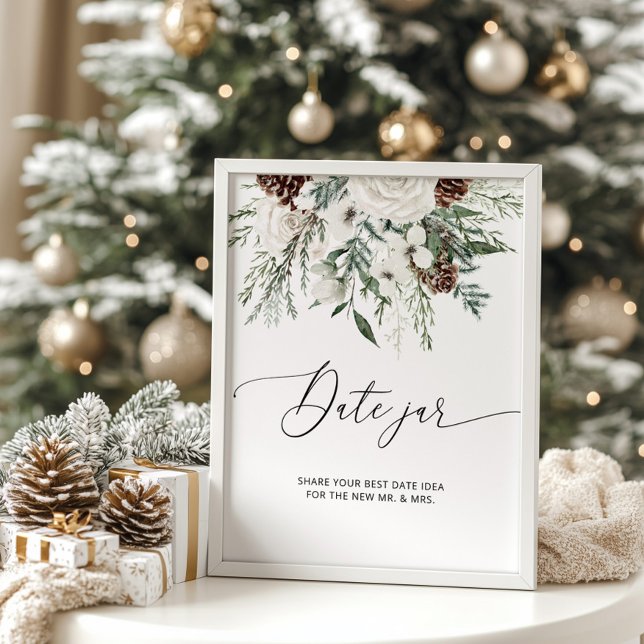 Affiche de jeu de mariage à bocal de date Evergree (Créateur téléchargé)