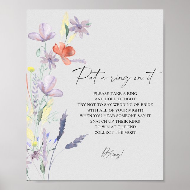 Affiche de jeu de mariage floral boho printemps (Devant)