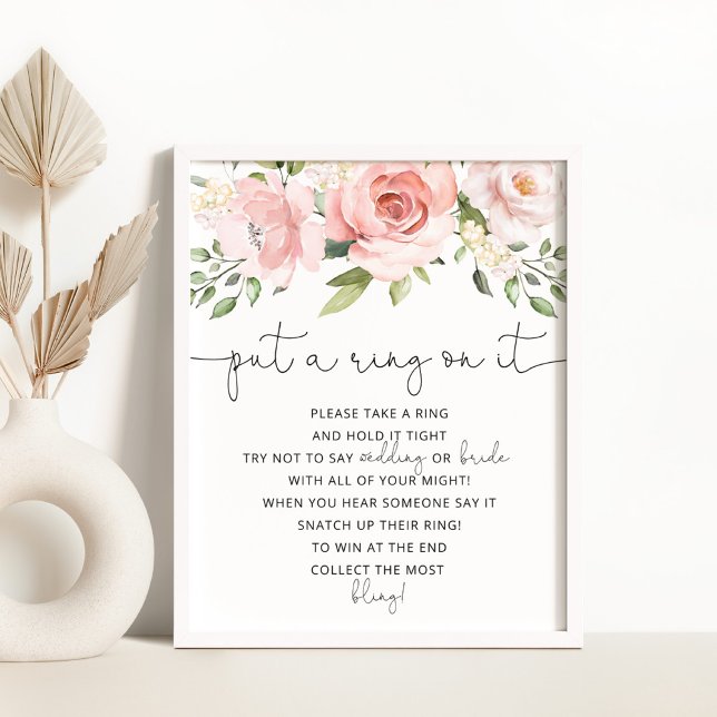 Affiche de jeu floral blush met un anneau dessus (Créateur téléchargé)